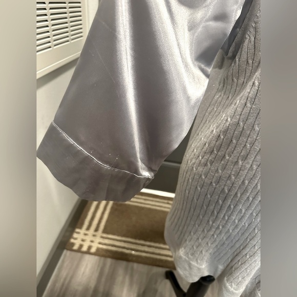 Silver Solid Button Front Drop Shoulder Shirt, - Picture 8 of 8